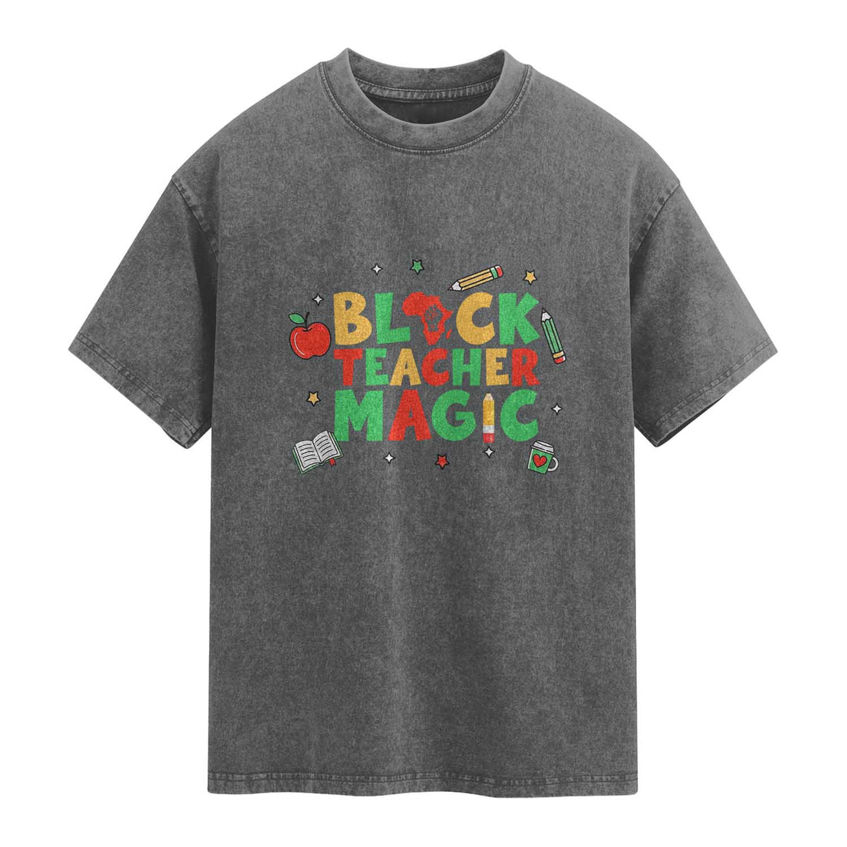 Inspirational Black Teacher Magic Washed Cotton T-Shirt African American History Month