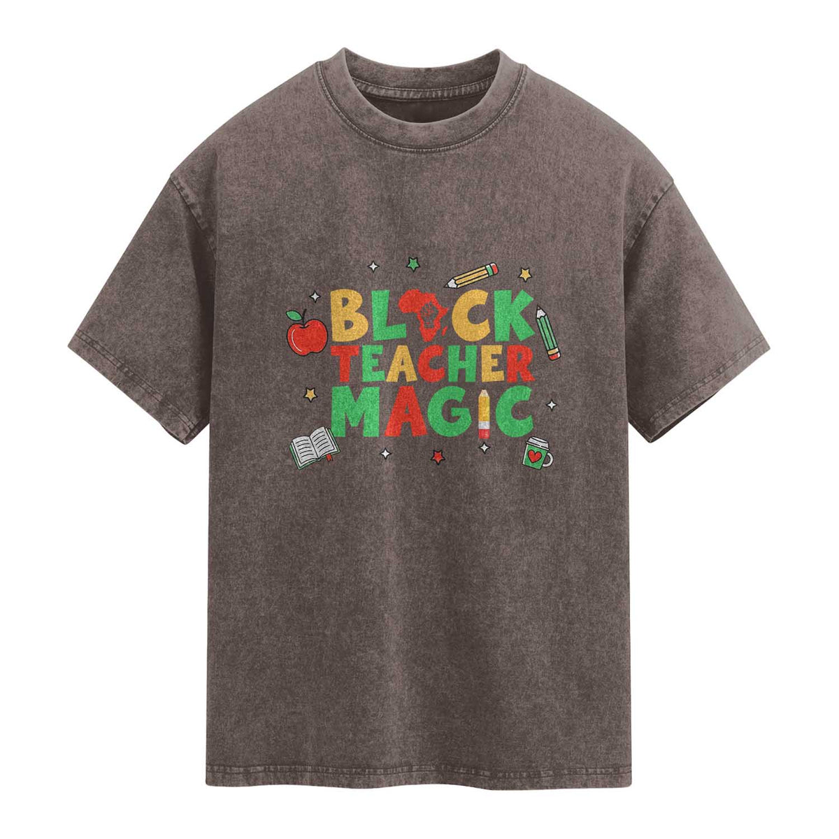 Inspirational Black Teacher Magic Washed Cotton T-Shirt African American History Month