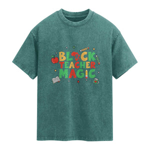 Inspirational Black Teacher Magic Washed Cotton T-Shirt African American History Month