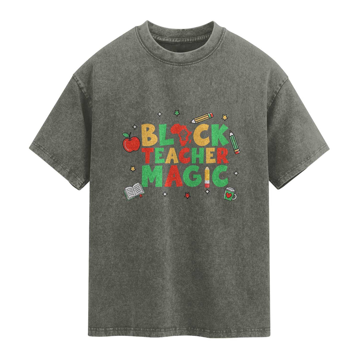 Inspirational Black Teacher Magic Washed Cotton T-Shirt African American History Month
