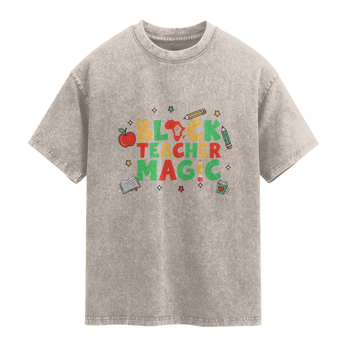 Inspirational Black Teacher Magic Washed Cotton T-Shirt African American History Month