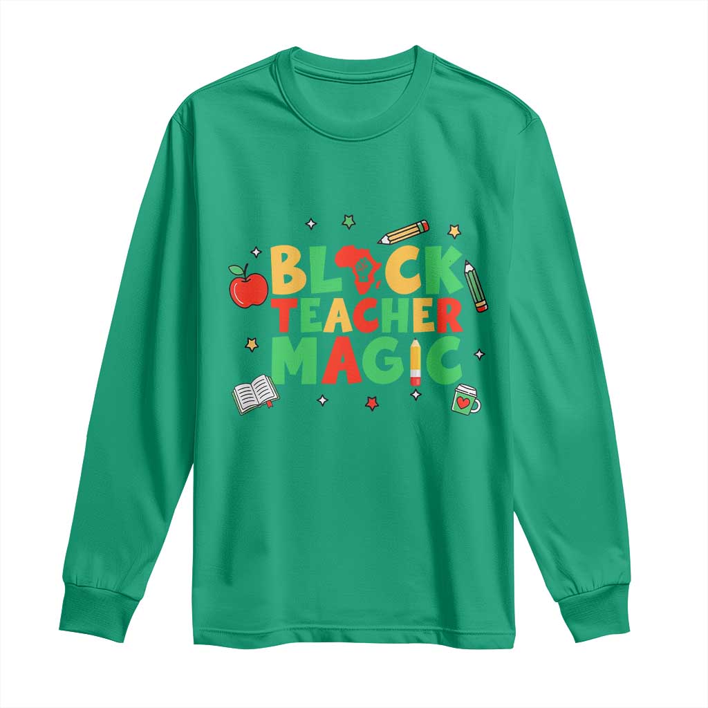 Inspirational Black Teacher Magic Long Sleeve Shirt African American History Month TS12 Irish Green Print Your Wear