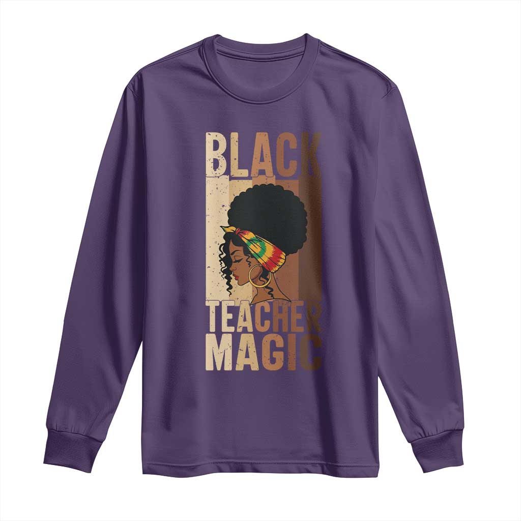 Black Teacher Magic Long Sleeve Shirt African American Pride Teacher Life TS12 Purple Print Your Wear