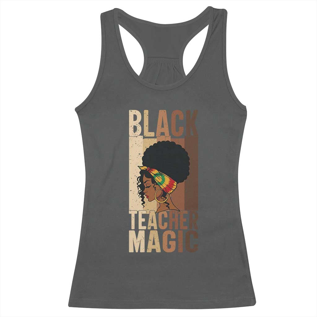 Black Teacher Magic Racerback Tank Top African American Pride Teacher Life TS12 Dark Heather Print Your Wear
