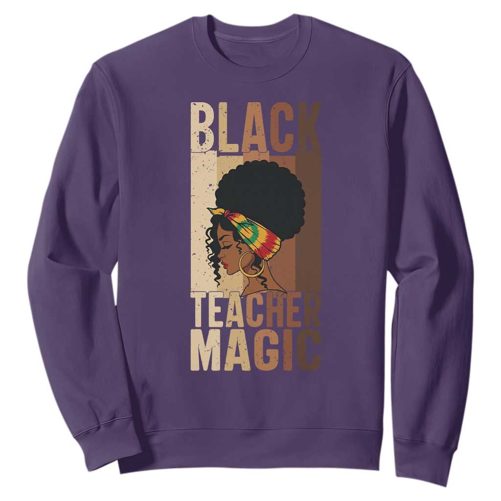 Black Teacher Magic Sweatshirt African American Pride Teacher Life TS12 Purple Print Your Wear