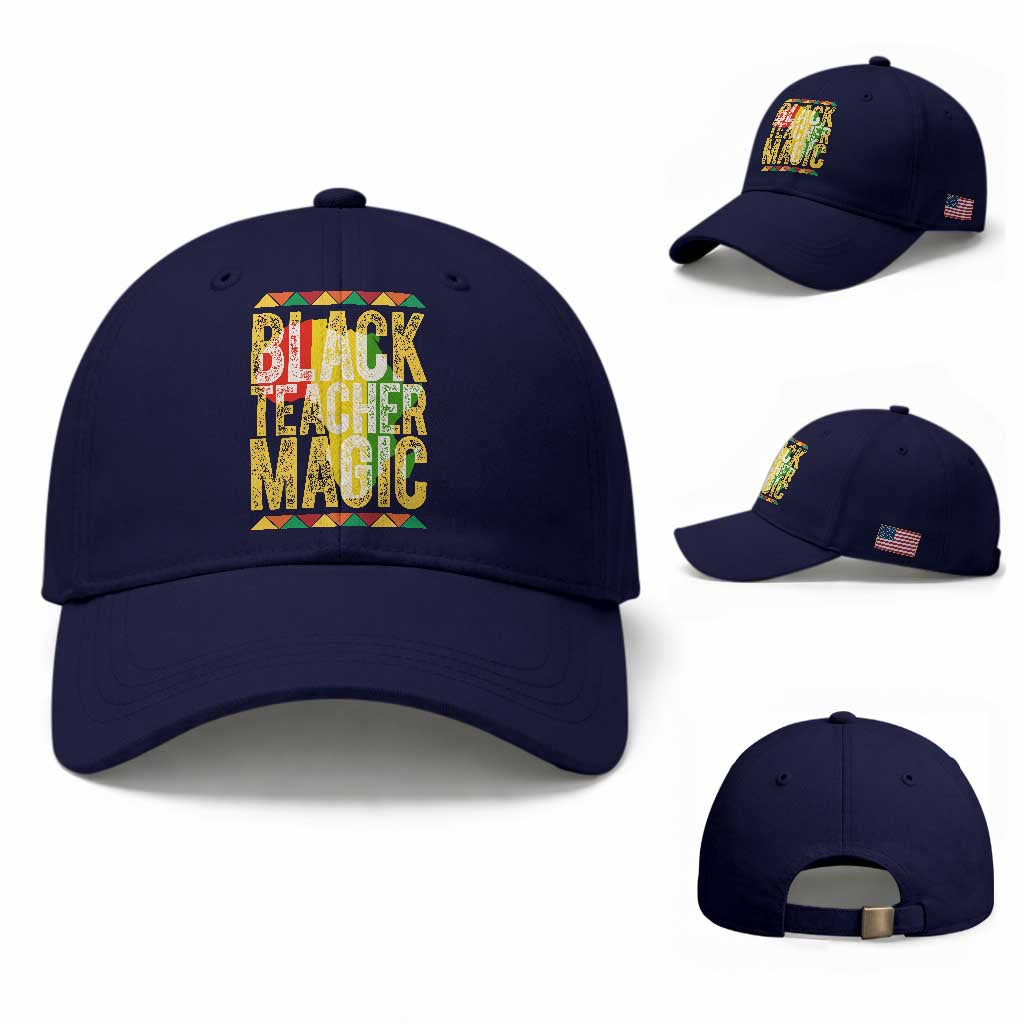 Black History Month Gift Baseball Cap Black Teacher Magic TS12 Baseball Cap Universal Fit Dark Blue Print Your Wear