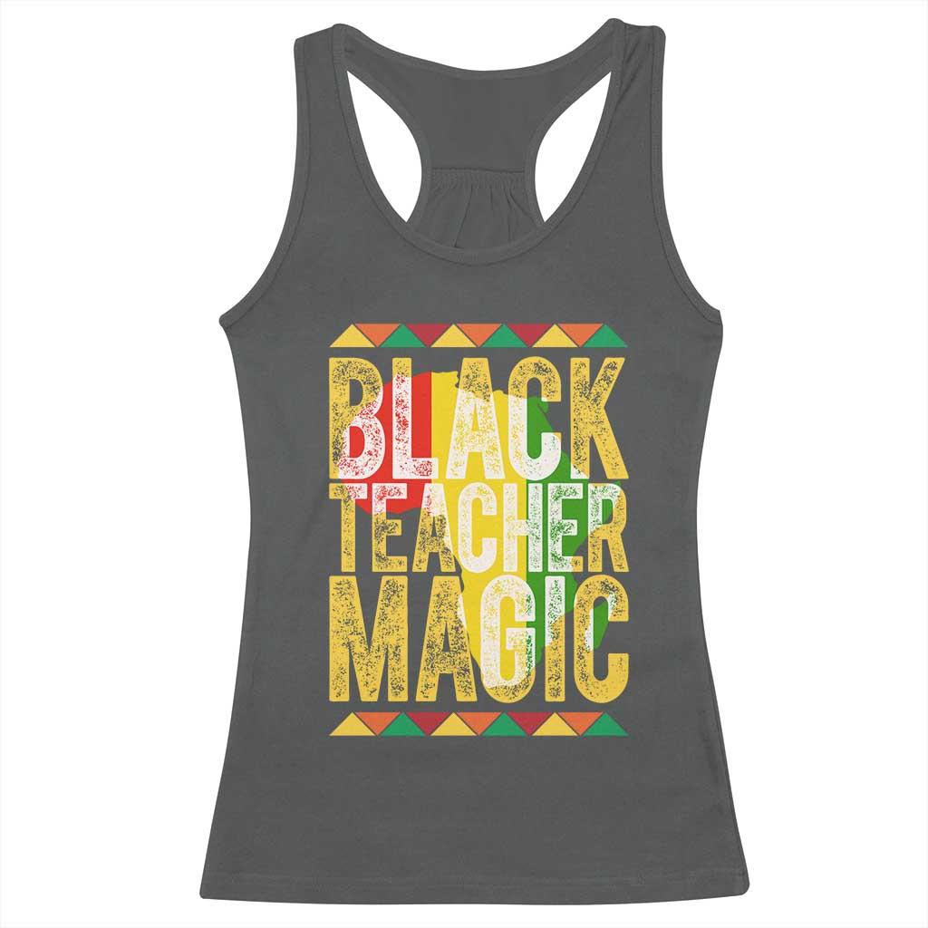 Black History Month Gift Racerback Tank Top Black Teacher Magic TS12 Dark Heather Print Your Wear