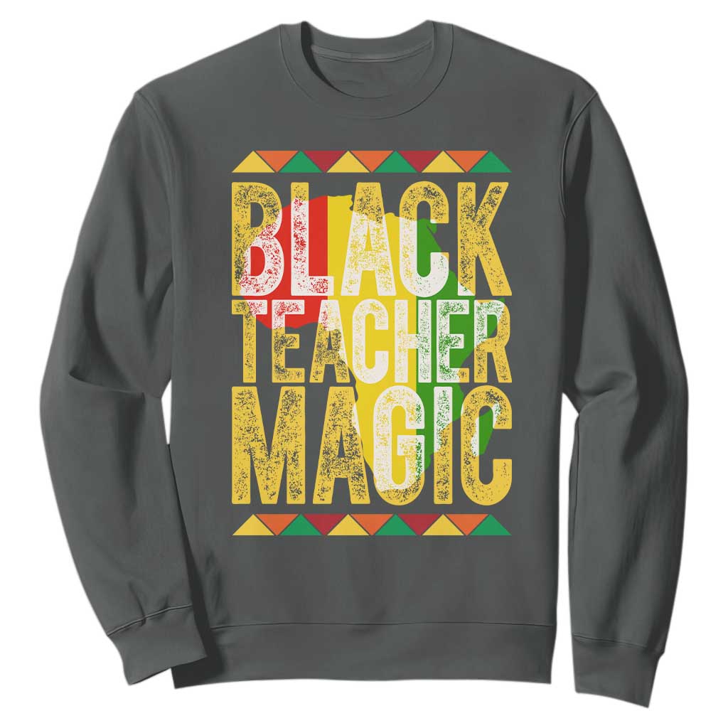 Black History Month Gift Sweatshirt Black Teacher Magic TS12 Dark Heather Print Your Wear