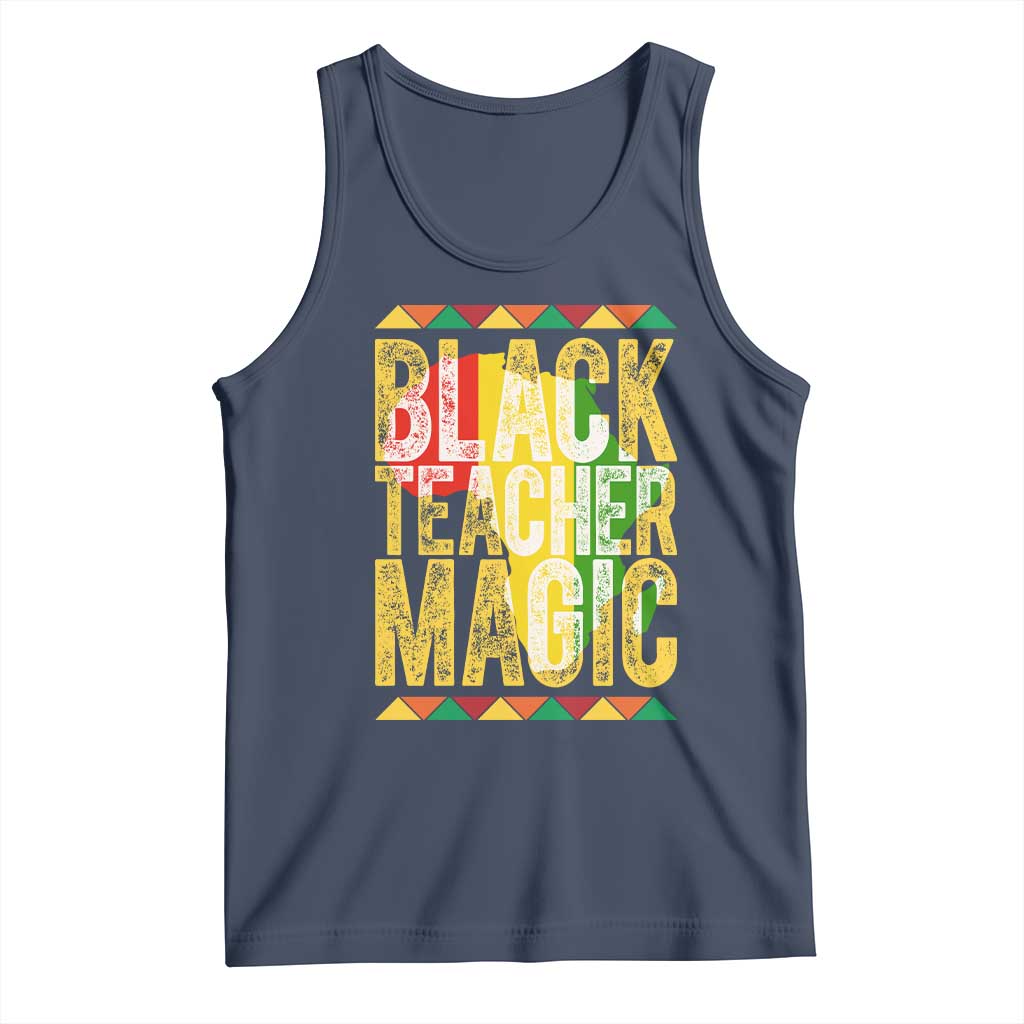 Black History Month Gift Tank Top Black Teacher Magic TS12 Navy Print Your Wear