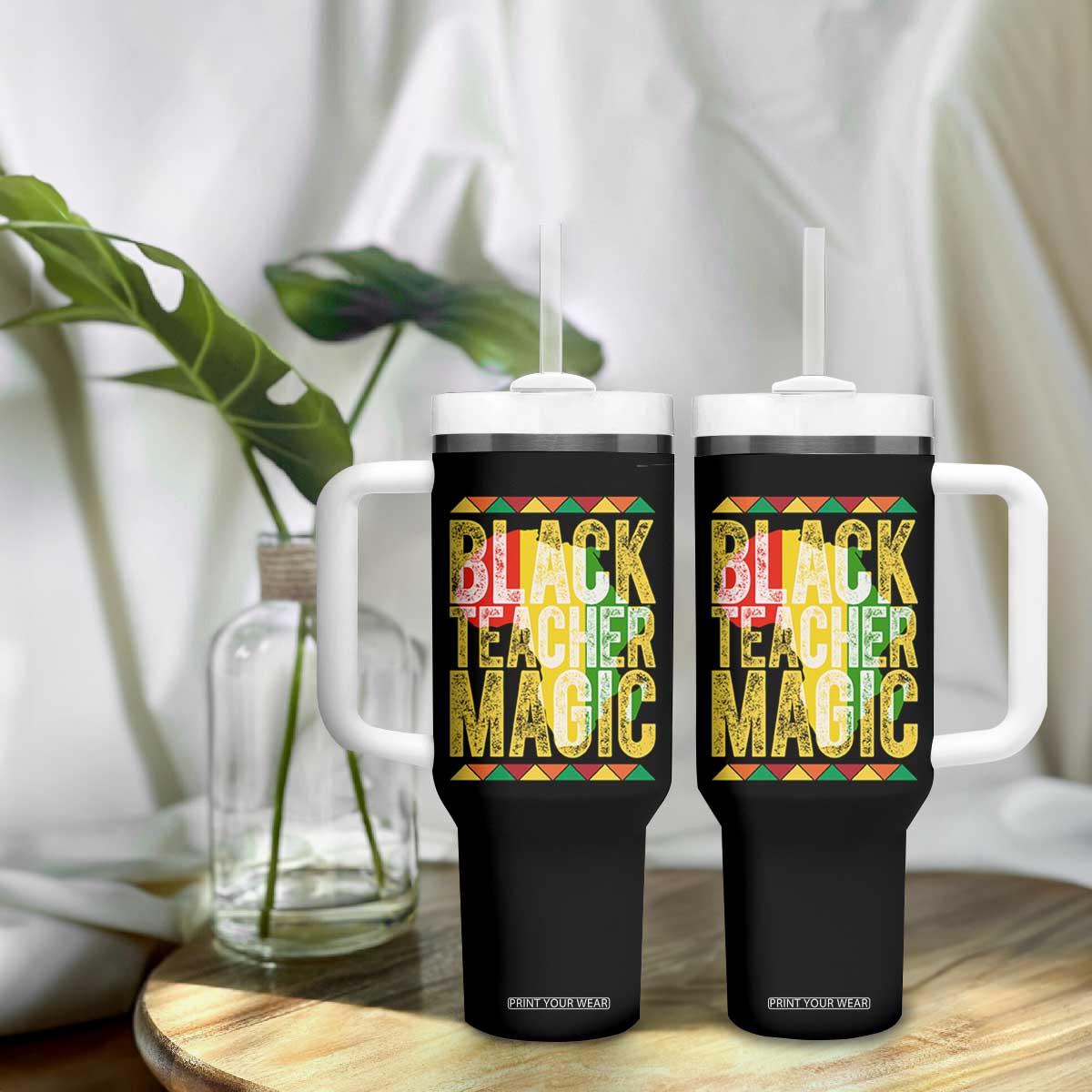 Black History Month Gift Tumbler With Handle Black Teacher Magic TS12 Print Your Wear