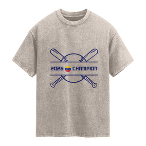 Venezuela Champions 2026 Washed Cotton T-Shirt Baseball Pride Gift