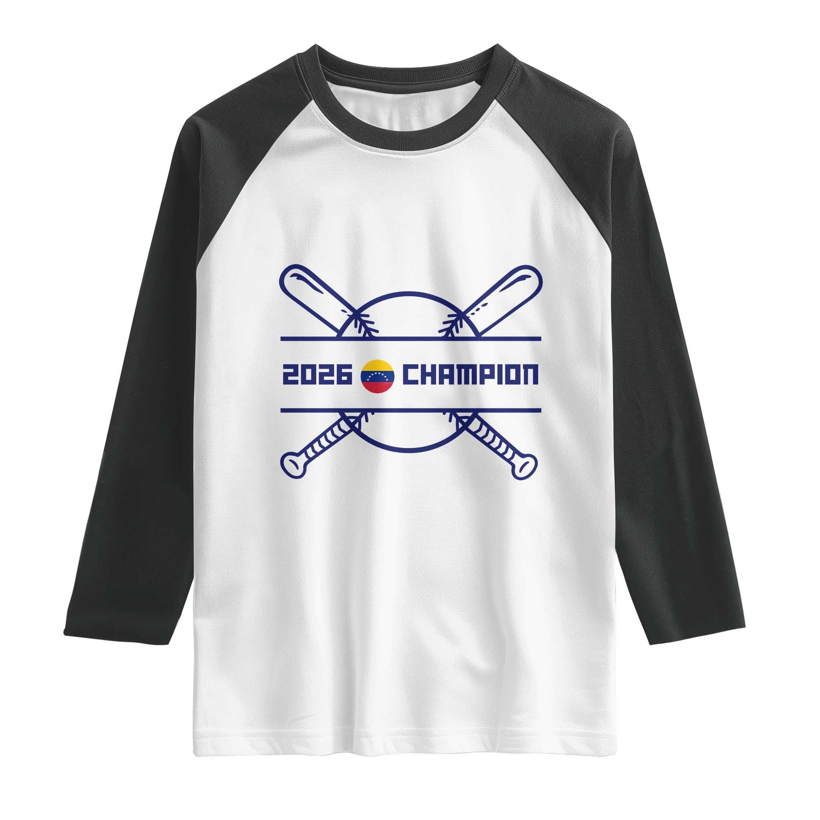 Venezuela Champions 2026 Raglan Shirt Baseball Pride Gift TS12 White Black Print Your Wear