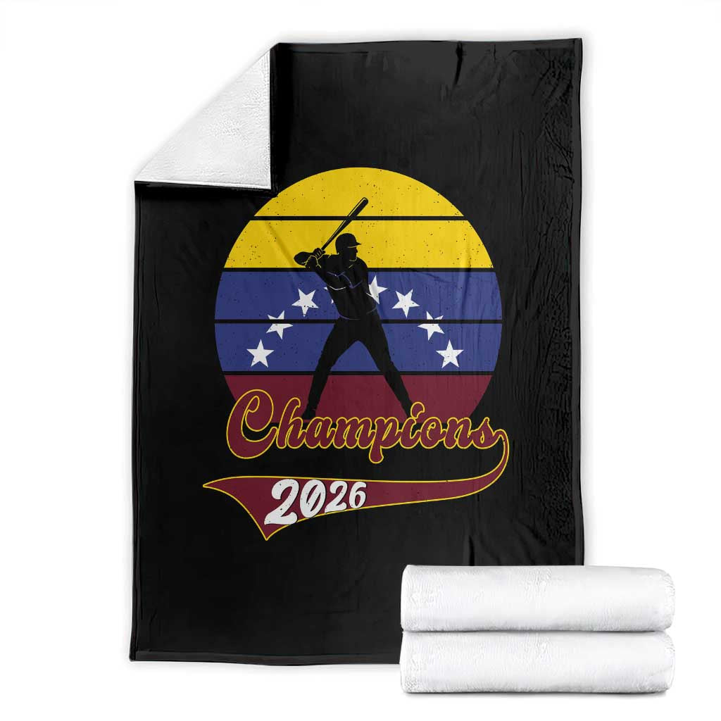 Vintage Venezuela 2026 Champions Throw Blanket Patriotic Baseball Pride Gift TS12 Black Print Your Wear