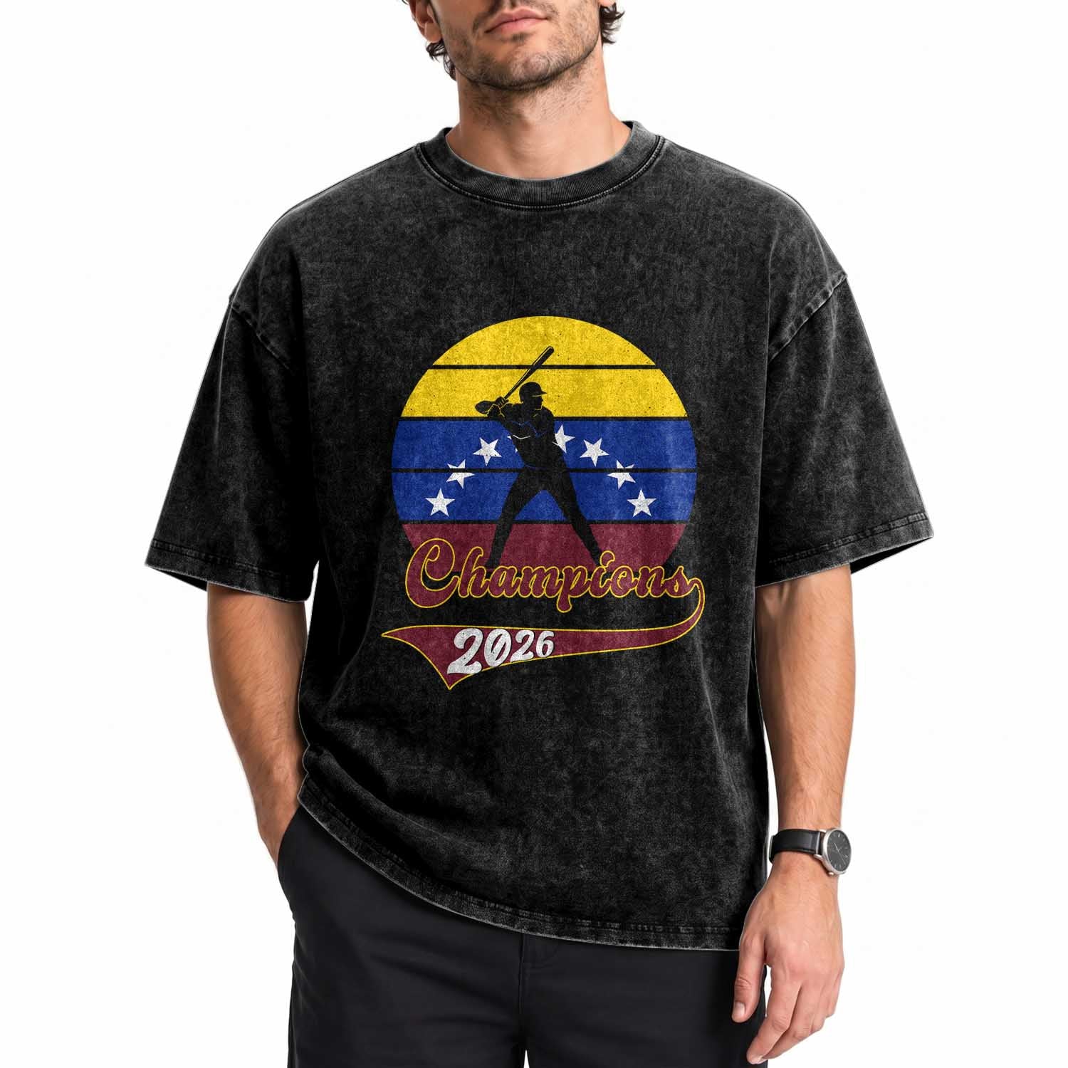 Vintage Venezuela 2026 Champions Washed Cotton T-Shirt Patriotic Baseball Pride Gift