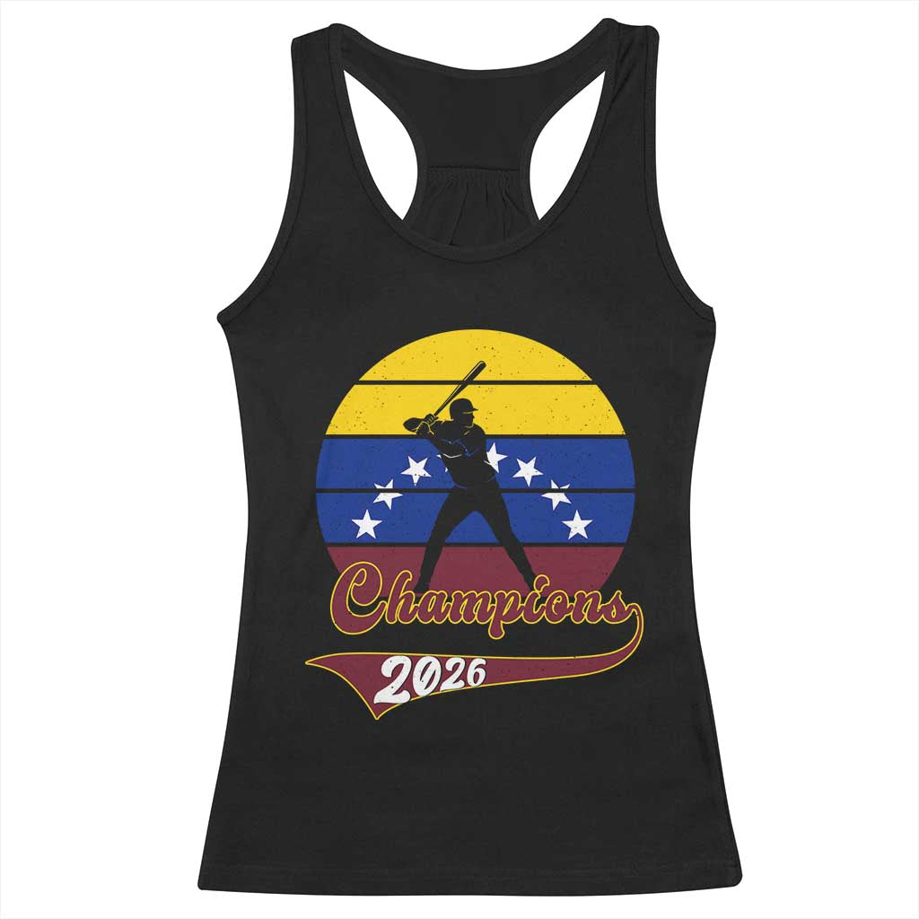 Vintage Venezuela 2026 Champions Racerback Tank Top Patriotic Baseball Pride Gift TS12 Black Print Your Wear