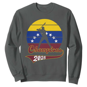 Vintage Venezuela 2026 Champions Sweatshirt Patriotic Baseball Pride Gift TS12 Dark Heather Print Your Wear