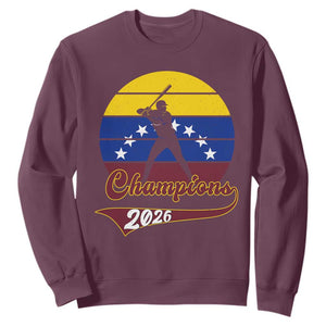 Vintage Venezuela 2026 Champions Sweatshirt Patriotic Baseball Pride Gift TS12 Maroon Print Your Wear