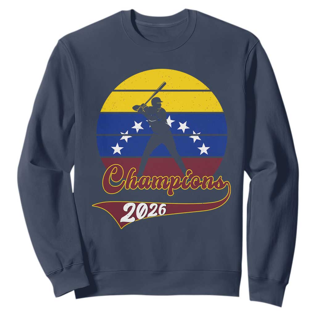 Vintage Venezuela 2026 Champions Sweatshirt Patriotic Baseball Pride Gift TS12 Navy Print Your Wear