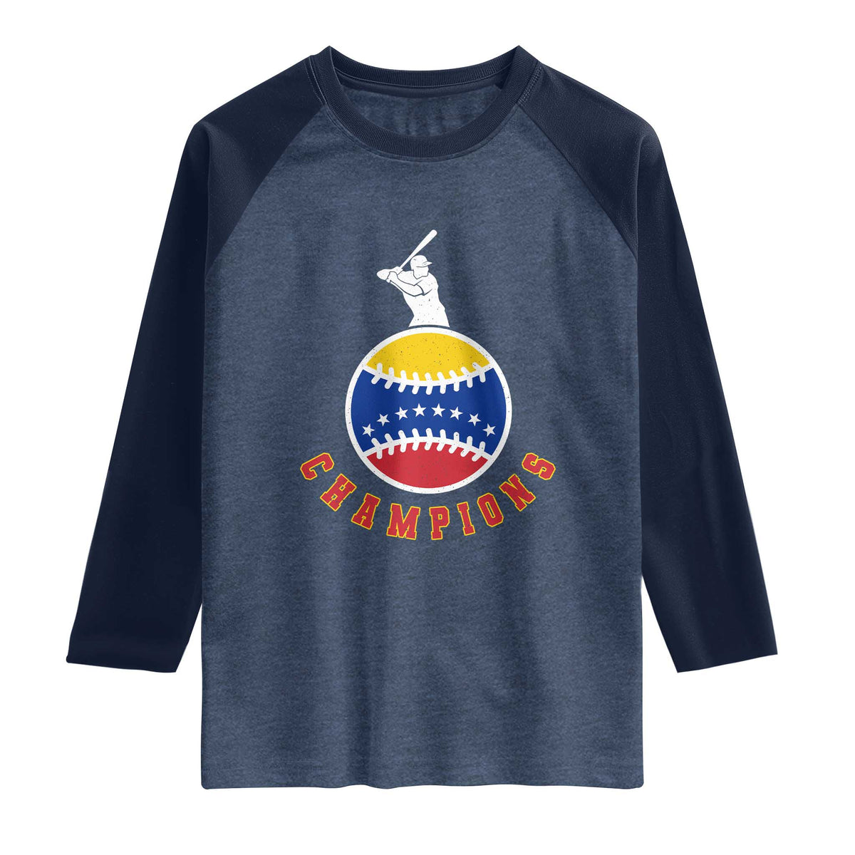 Venezuela 2026 Champions Raglan Shirt Baseball Gift For Sport Lover TS12 Heather Denim Navy Print Your Wear
