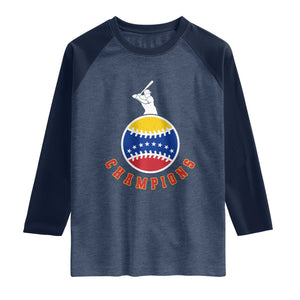 Venezuela 2026 Champions Raglan Shirt Baseball Gift For Sport Lover TS12 Heather Denim Navy Print Your Wear