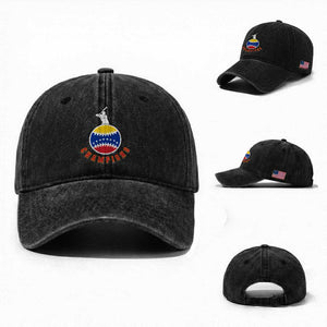 Venezuela 2026 Champions Washed Cotton Baseball Cap Baseball Gift For Sport Lover TS12 Washed Cap Universal Fit Black Print Your Wear