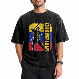 Venezuela 2026 Champions Washed Cotton T-Shirt Baseball Vinotinto Pride Gift