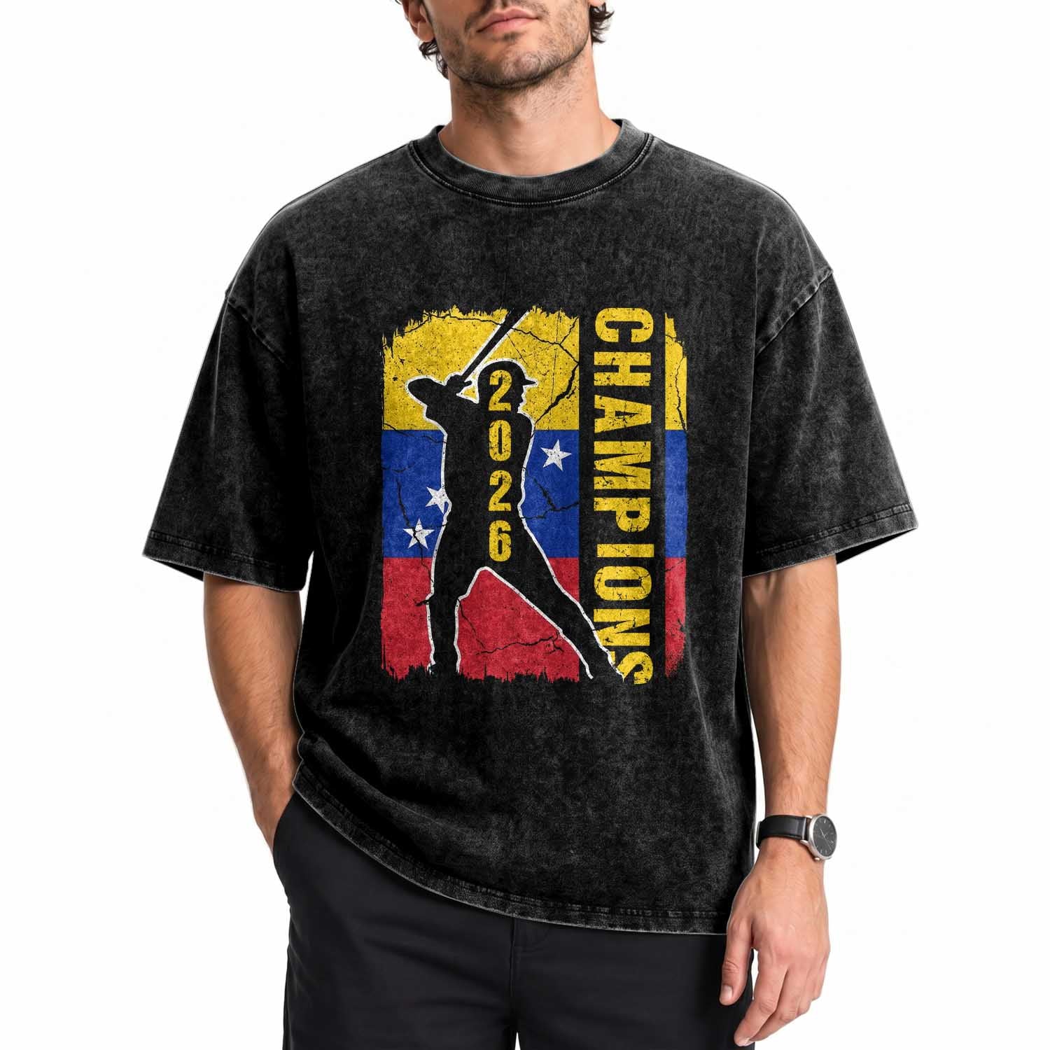 Venezuela 2026 Champions Washed Cotton T-Shirt Baseball Vinotinto Pride Gift