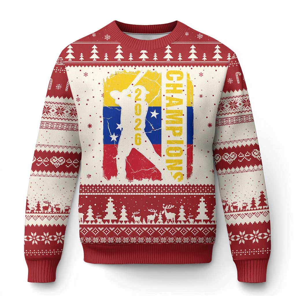 Venezuela 2026 Champions Ugly Christmas Sweater Baseball Vinotinto Pride Gift TS12 Beige Red Print Your Wear