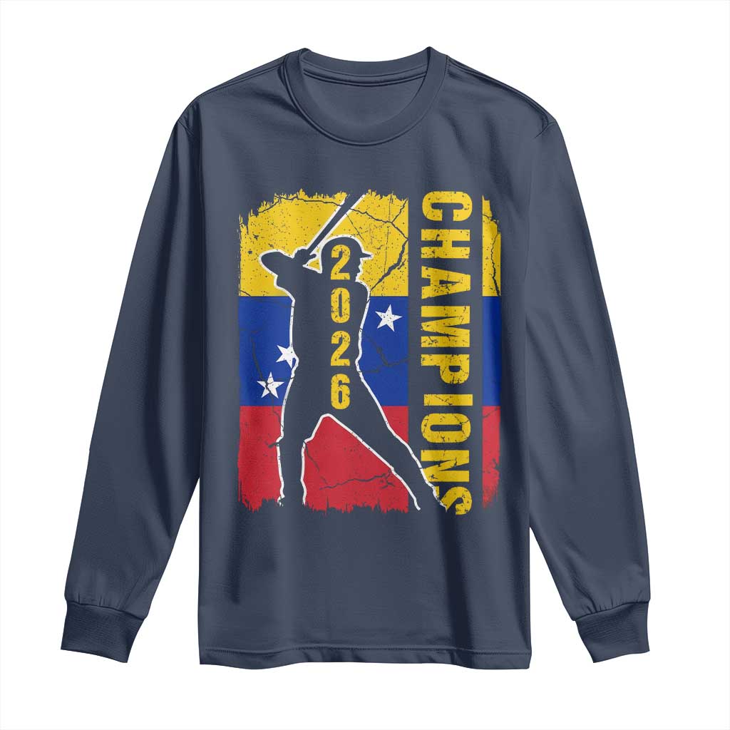 Venezuela 2026 Champions Long Sleeve Shirt Baseball Vinotinto Pride Gift TS12 Navy Print Your Wear