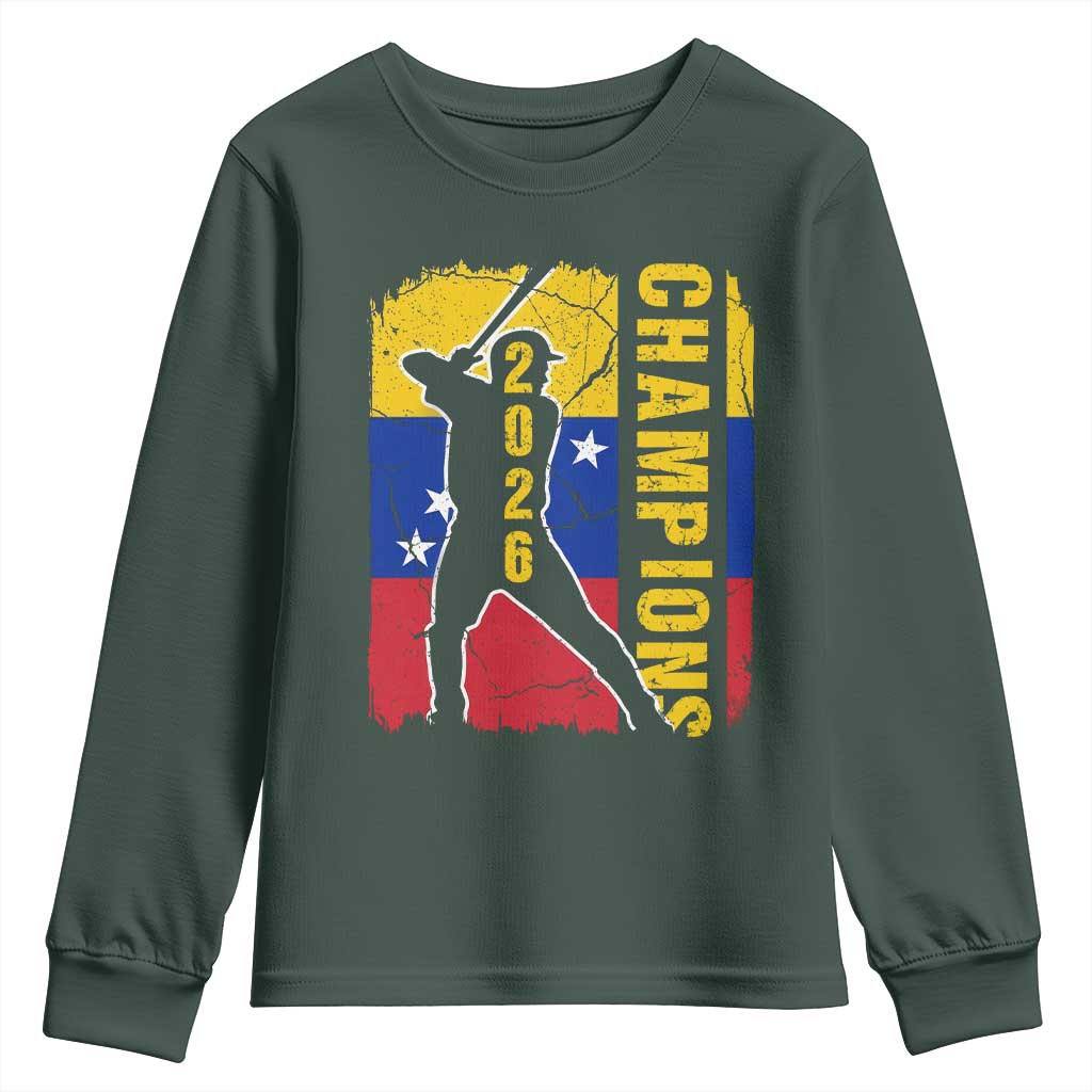 Venezuela 2026 Champions Youth Sweatshirt Baseball Vinotinto Pride Gift TS12 Dark Forest Green Print Your Wear