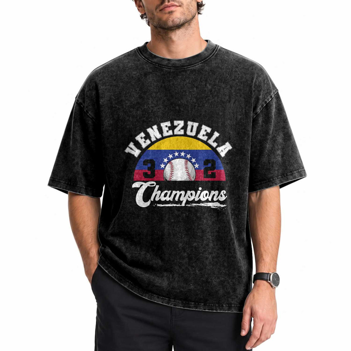 Venezuela 2026 Champions Washed Cotton T-Shirt Baseball Patriotic Pride
