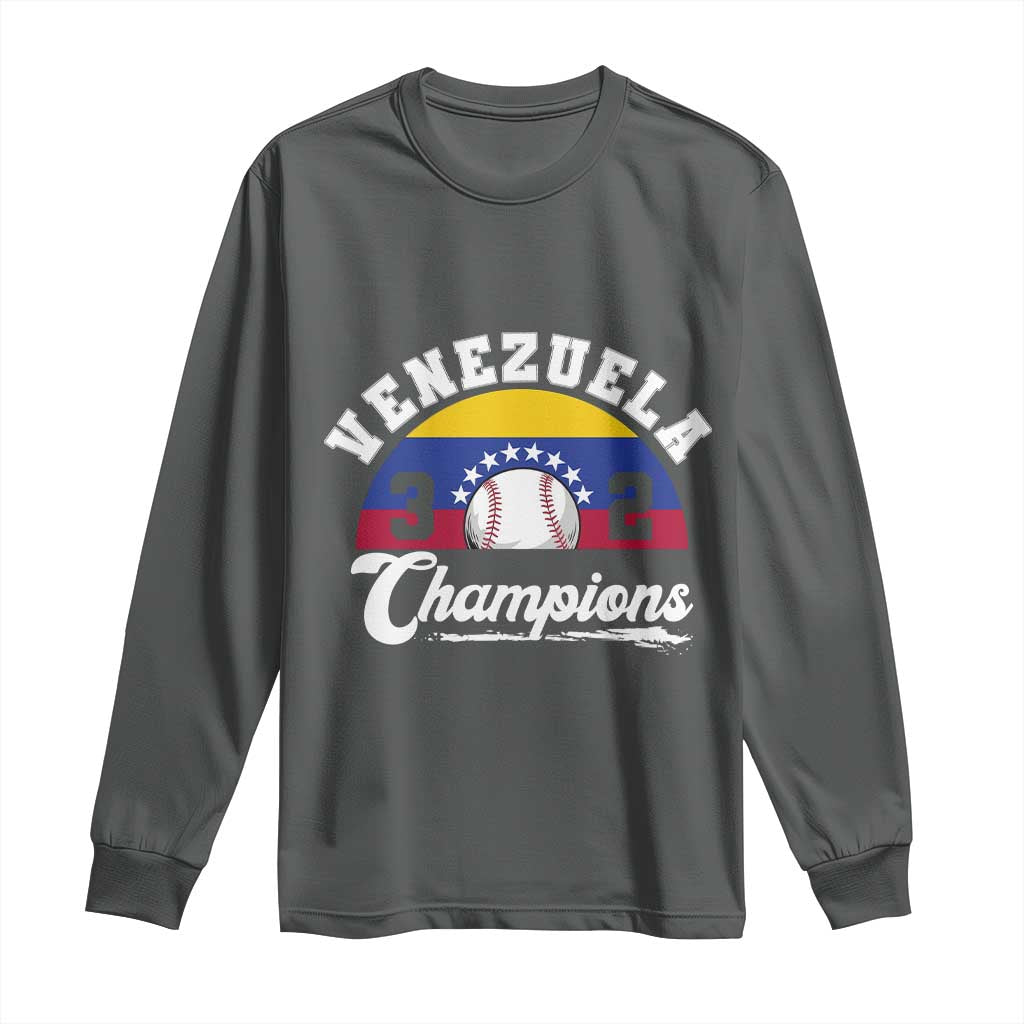 Venezuela 2026 Champions Long Sleeve Shirt Baseball Patriotic Pride TS12 Dark Heather Print Your Wear