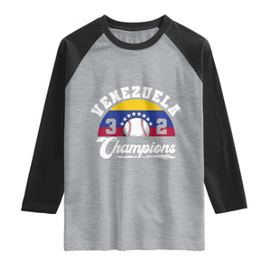 Venezuela 2026 Champions Raglan Shirt Baseball Patriotic Pride TS12 Heather Gray Black Print Your Wear