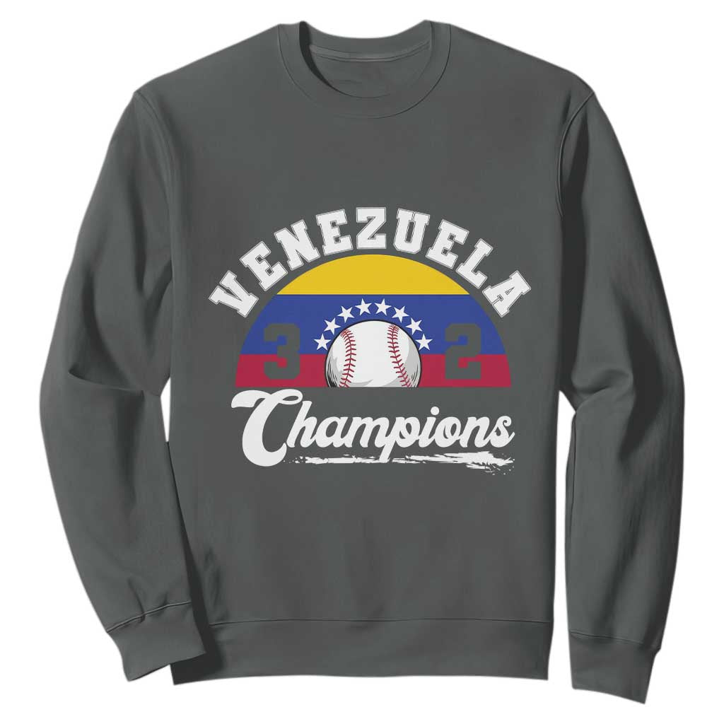 Venezuela 2026 Champions Sweatshirt Baseball Patriotic Pride TS12 Dark Heather Print Your Wear