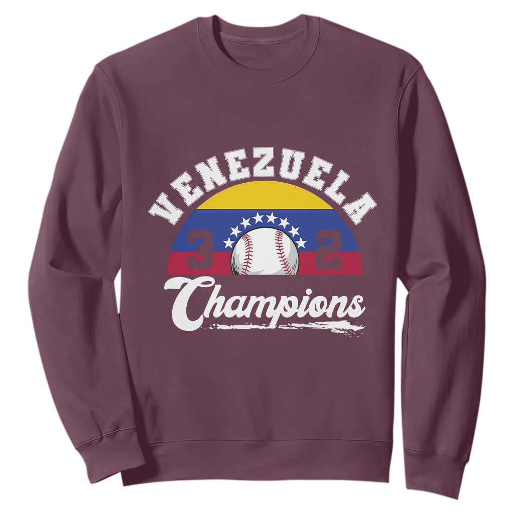 Venezuela 2026 Champions Sweatshirt Baseball Patriotic Pride TS12 Maroon Print Your Wear