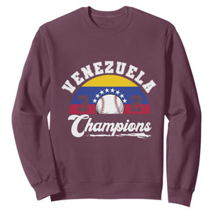 Venezuela 2026 Champions Sweatshirt Baseball Patriotic Pride TS12 Maroon Print Your Wear