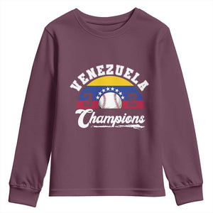 Venezuela 2026 Champions Youth Sweatshirt Baseball Patriotic Pride TS12 Maroon Print Your Wear