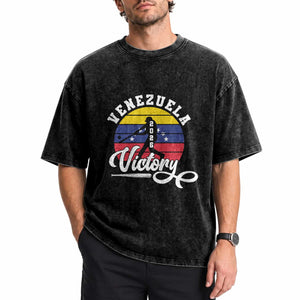 Venezuela 2026 Victory Baseball Washed Cotton T-Shirt Retro Softball Player Gift