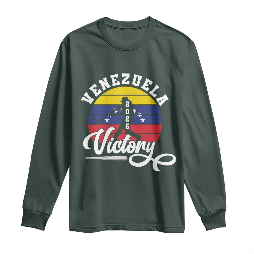 Venezuela 2026 Victory Baseball Long Sleeve Shirt Retro Softball Player Gift TS12 Dark Forest Green Print Your Wear