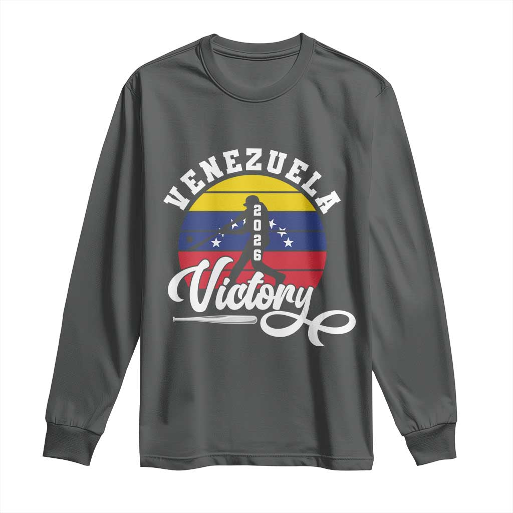 Venezuela 2026 Victory Baseball Long Sleeve Shirt Retro Softball Player Gift TS12 Dark Heather Print Your Wear