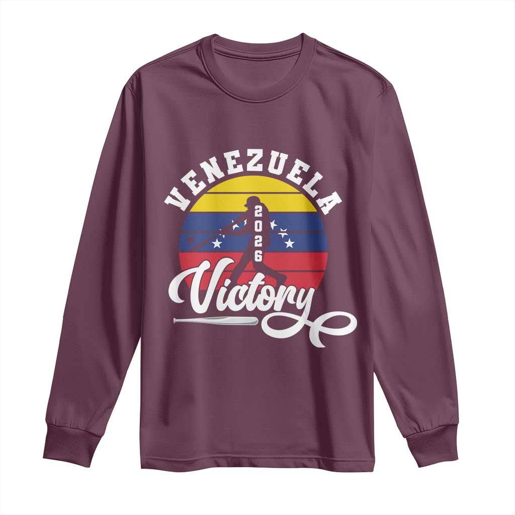 Venezuela 2026 Victory Baseball Long Sleeve Shirt Retro Softball Player Gift TS12 Maroon Print Your Wear