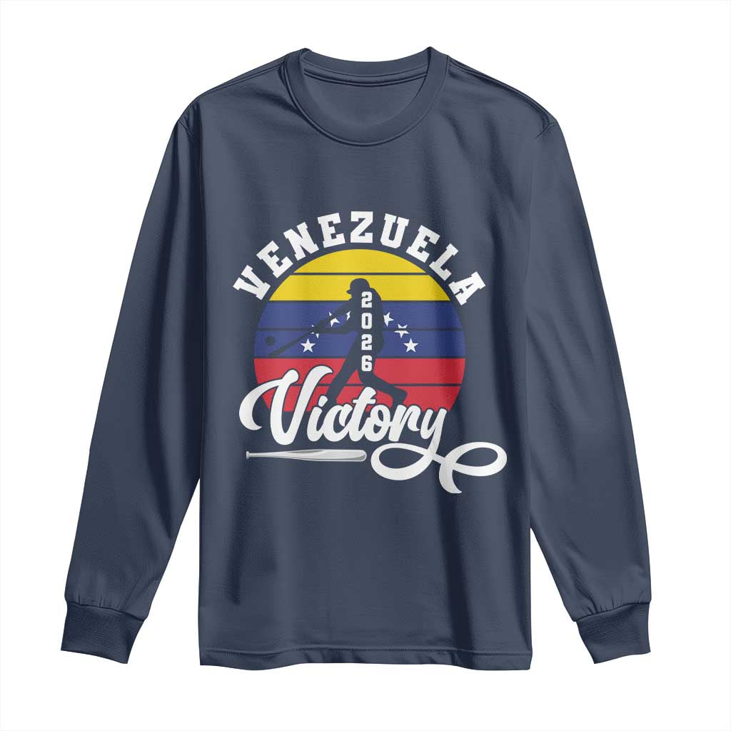 Venezuela 2026 Victory Baseball Long Sleeve Shirt Retro Softball Player Gift TS12 Navy Print Your Wear