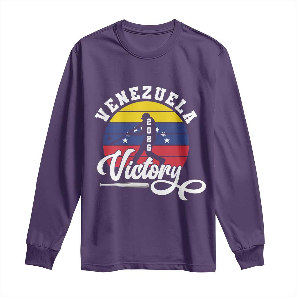 Venezuela 2026 Victory Baseball Long Sleeve Shirt Retro Softball Player Gift TS12 Purple Print Your Wear