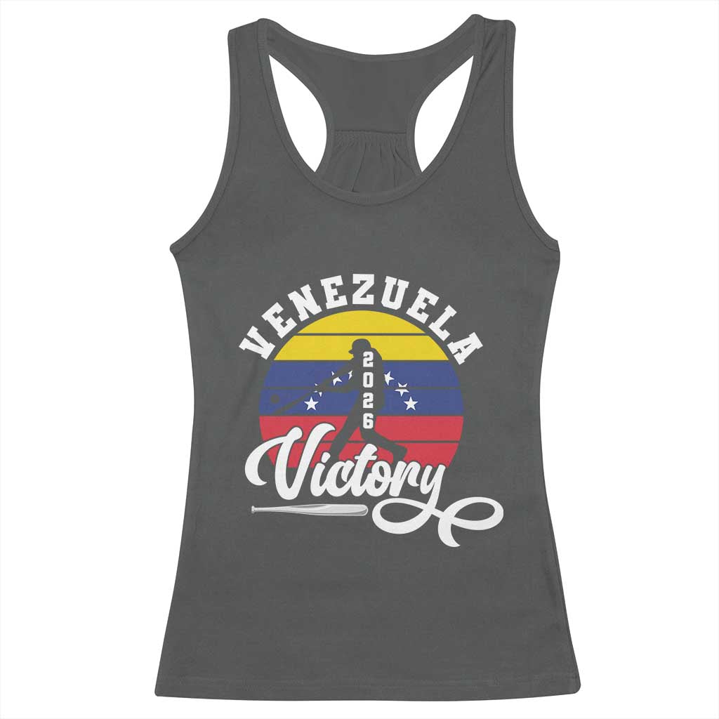 Venezuela 2026 Victory Baseball Racerback Tank Top Retro Softball Player Gift TS12 Dark Heather Print Your Wear