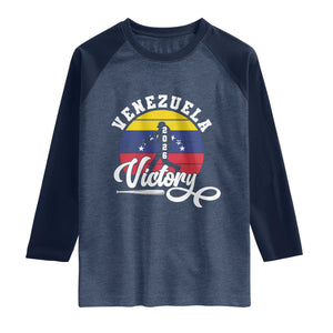 Venezuela 2026 Victory Baseball Raglan Shirt Retro Softball Player Gift TS12 Heather Denim Navy Print Your Wear