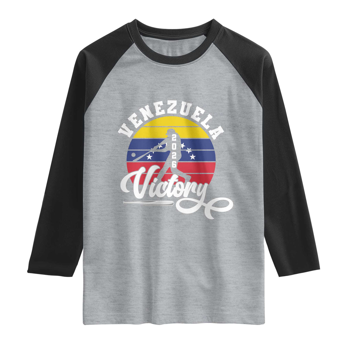 Venezuela 2026 Victory Baseball Raglan Shirt Retro Softball Player Gift TS12 Heather Gray Black Print Your Wear