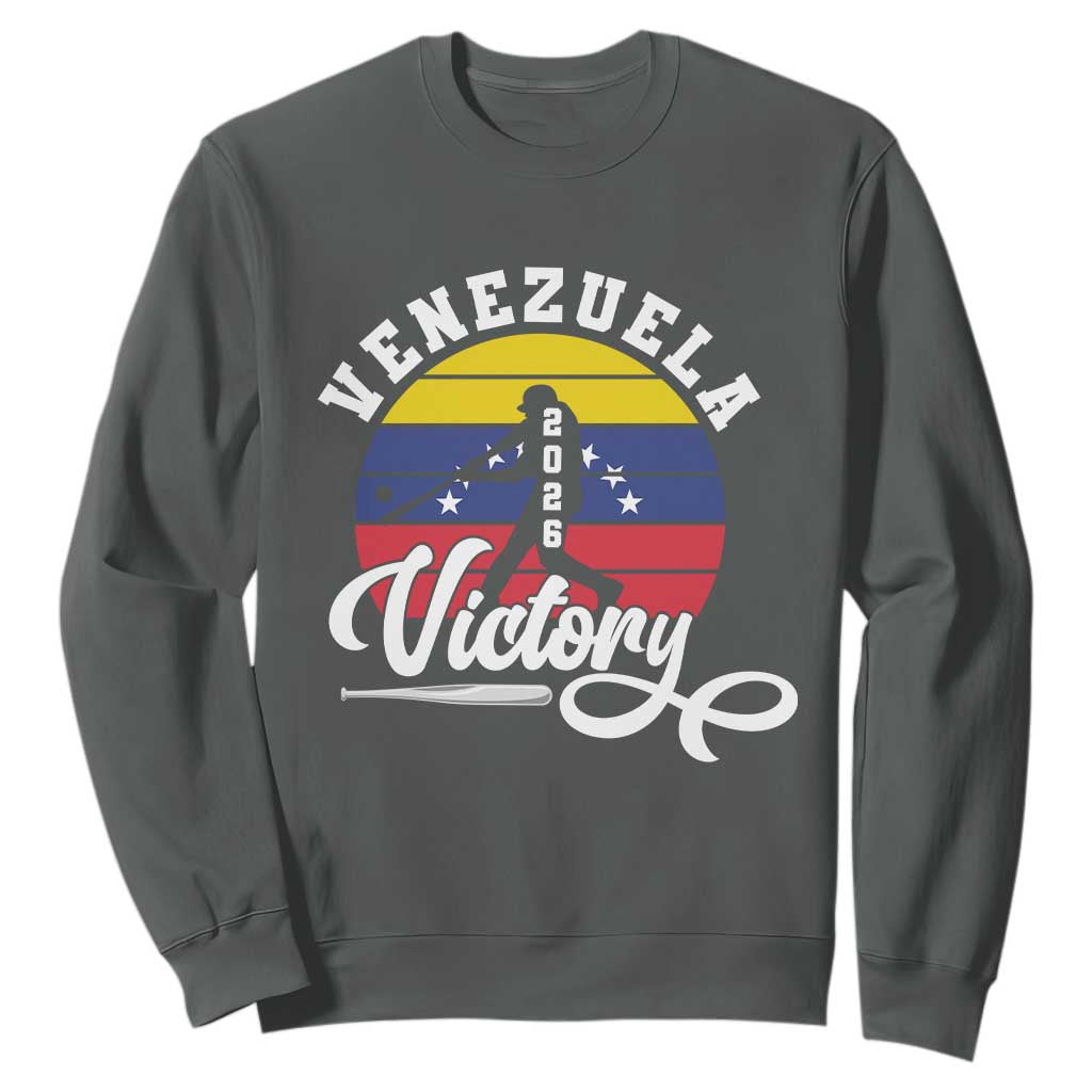 Venezuela 2026 Victory Baseball Sweatshirt Retro Softball Player Gift TS12 Dark Heather Print Your Wear