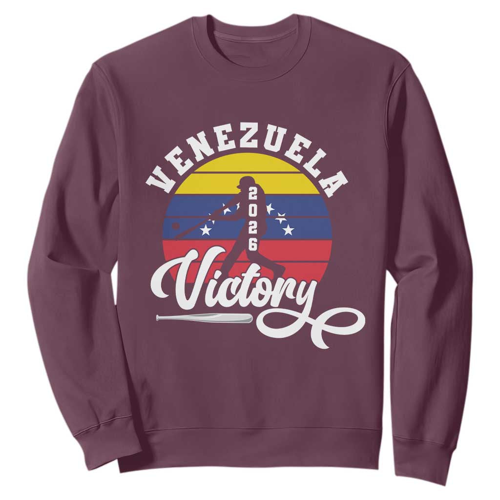 Venezuela 2026 Victory Baseball Sweatshirt Retro Softball Player Gift TS12 Maroon Print Your Wear
