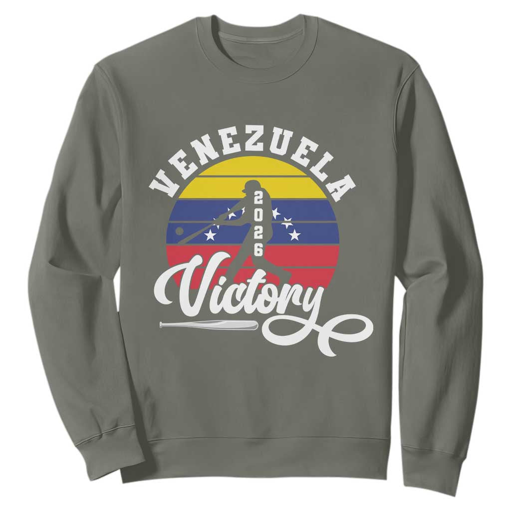 Venezuela 2026 Victory Baseball Sweatshirt Retro Softball Player Gift TS12 Military Green Print Your Wear