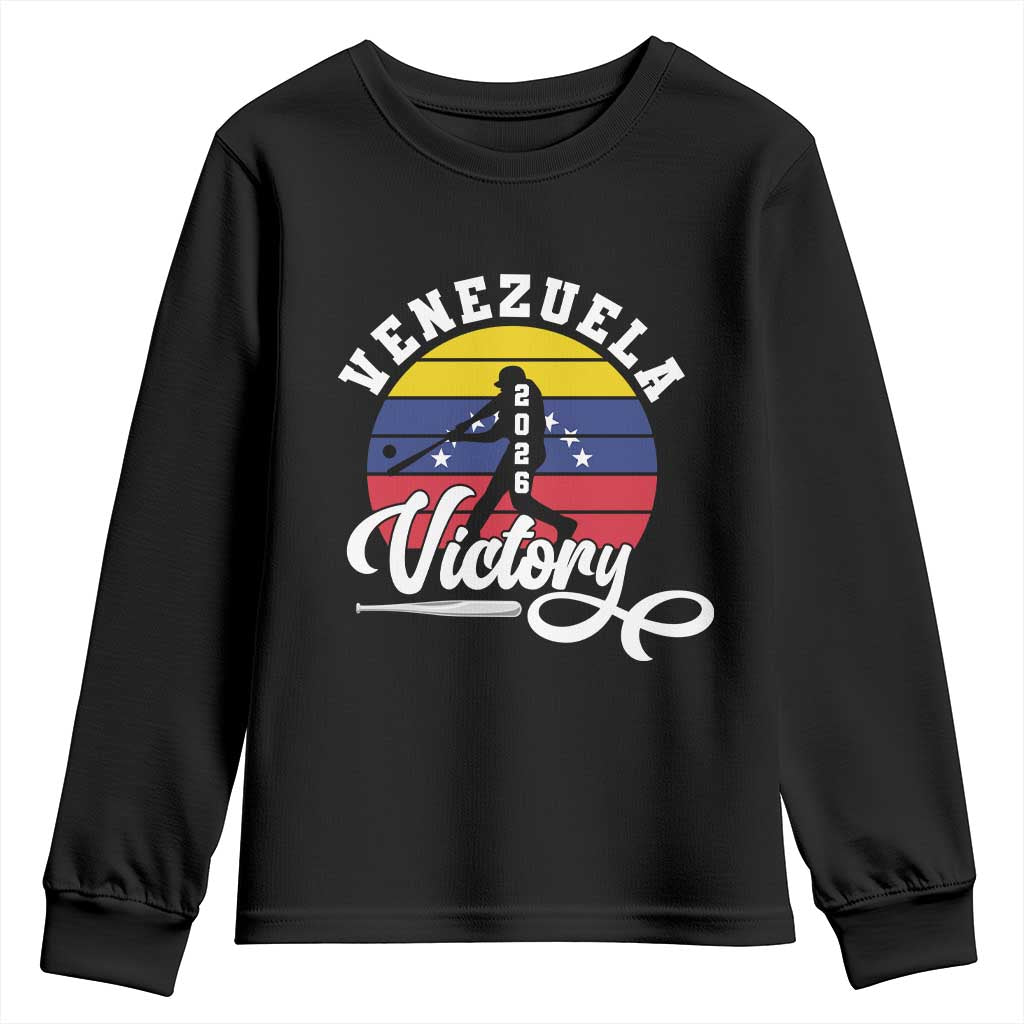 Venezuela 2026 Victory Baseball Youth Sweatshirt Retro Softball Player Gift TS12 Black Print Your Wear